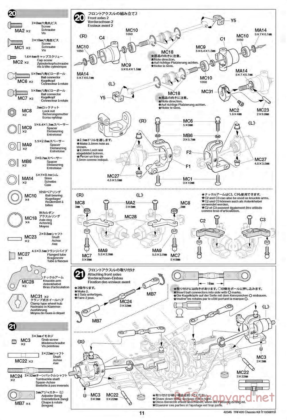 Tamiya - TRF420 Chassis - Manual - Page 11