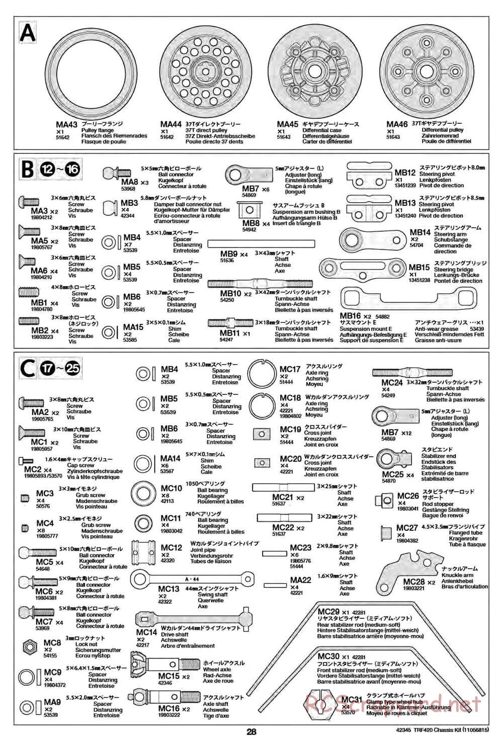 Tamiya - TRF420 Chassis - Manual - Page 28