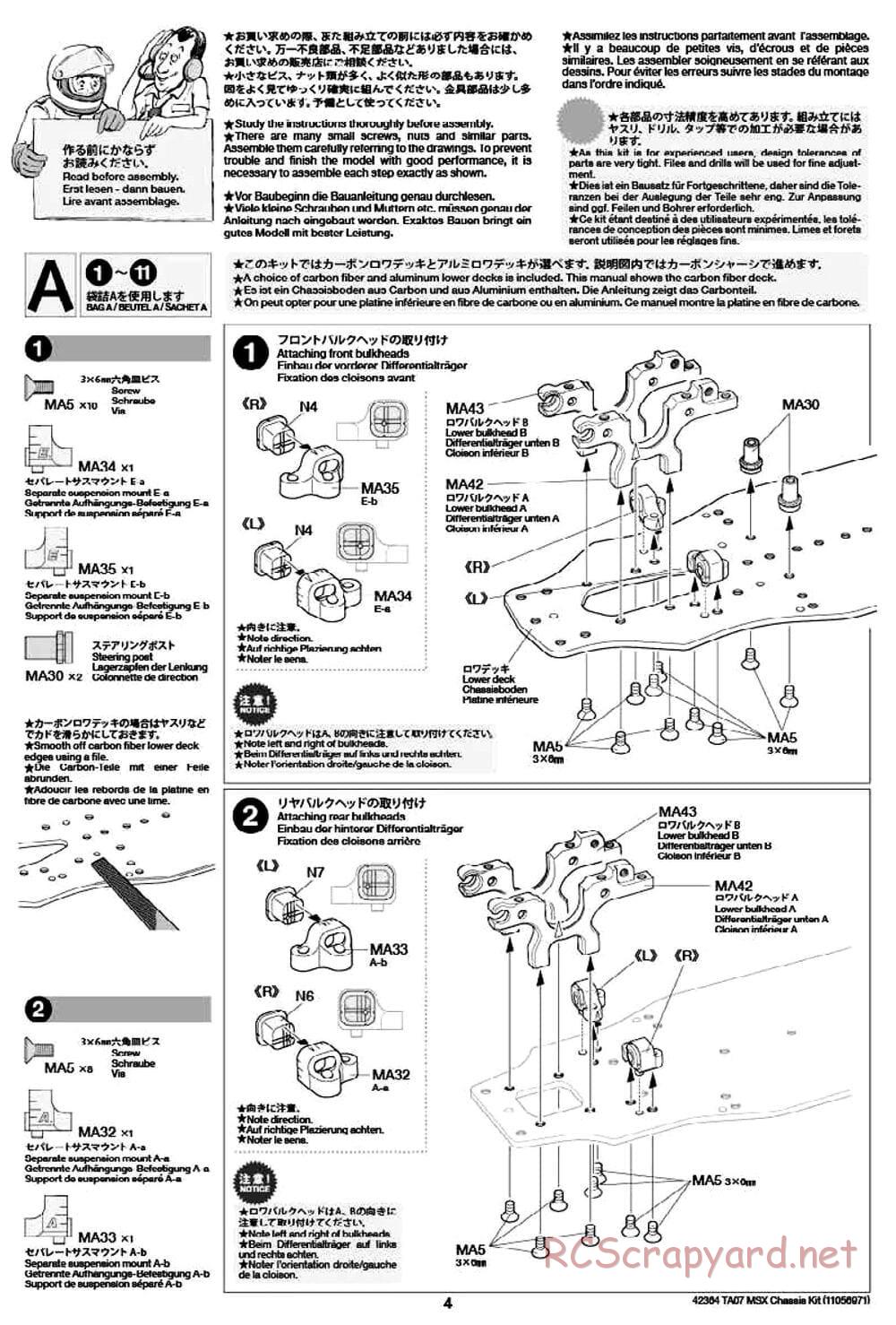Tamiya - TA07 MSX Chassis - Manual - Page 4