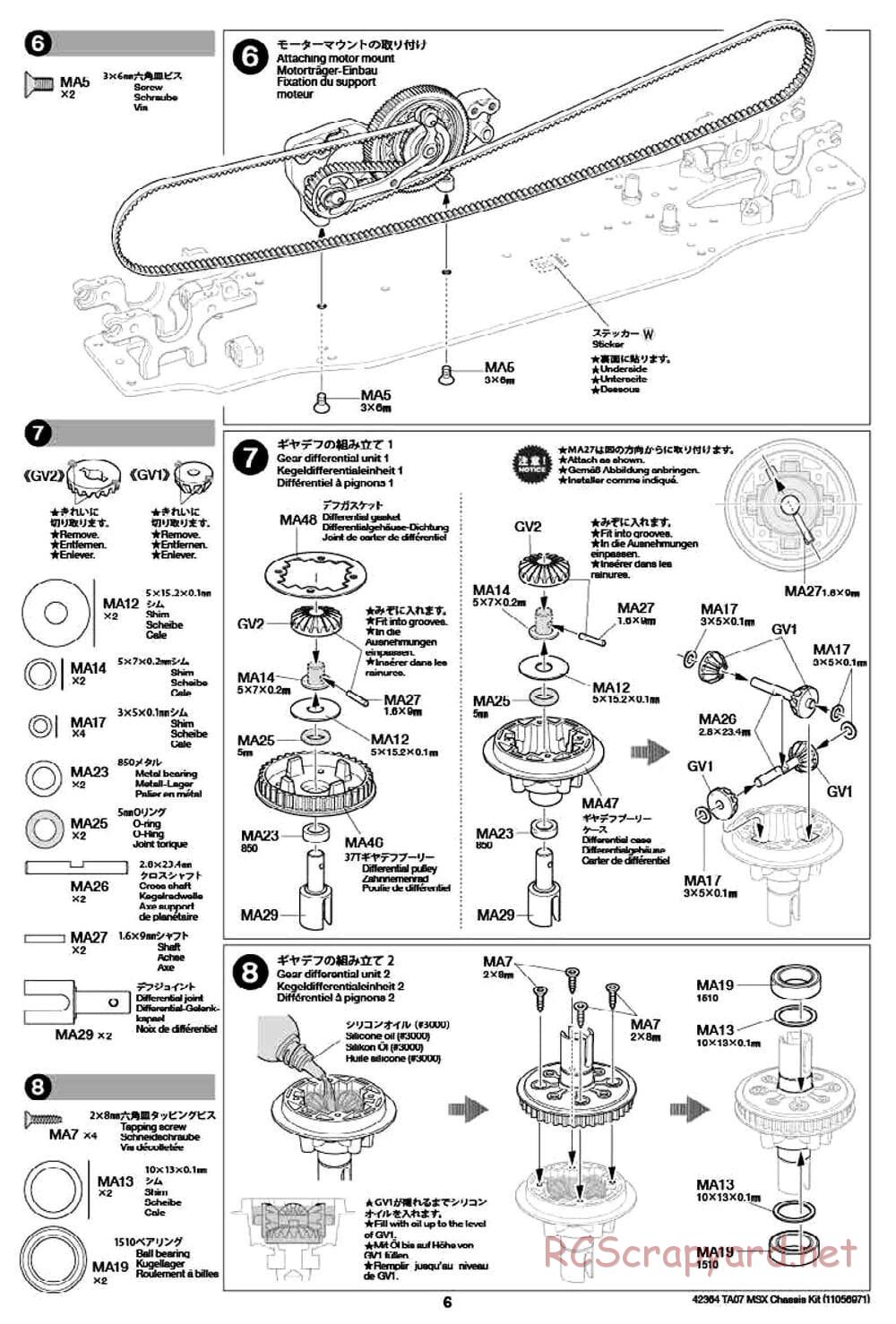 Tamiya - TA07 MSX Chassis - Manual - Page 6