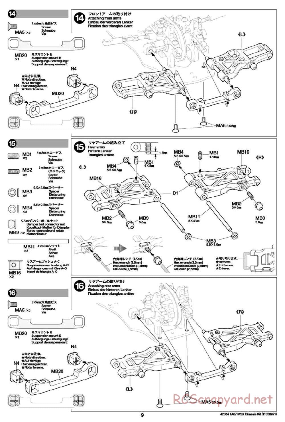Tamiya - TA07 MSX Chassis - Manual - Page 9