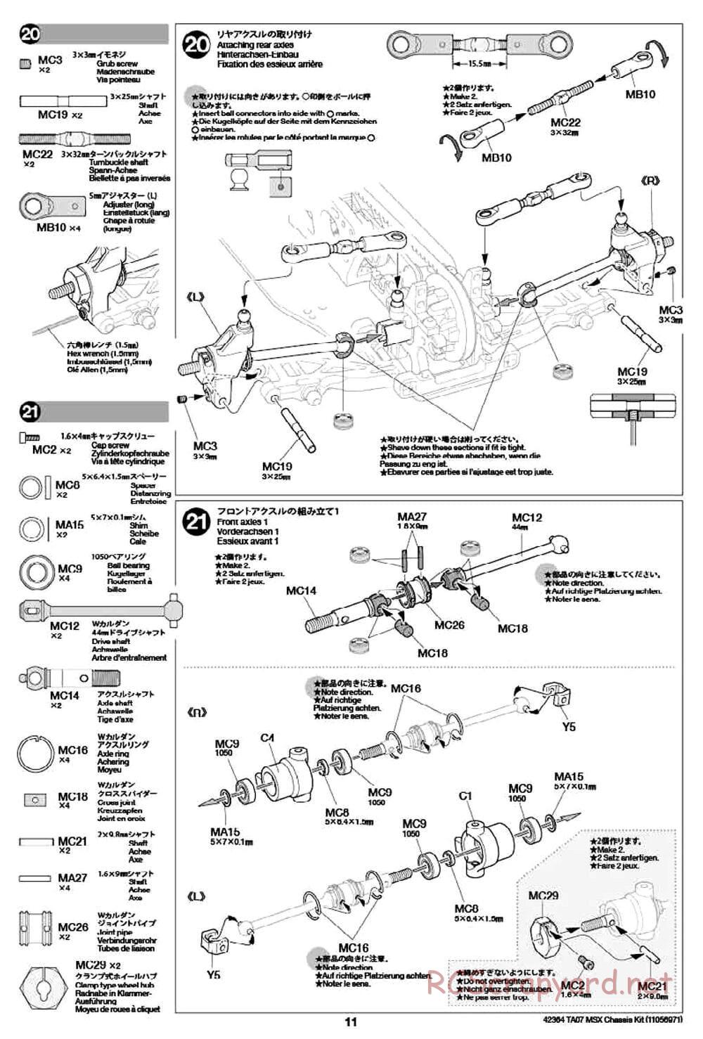 Tamiya - TA07 MSX Chassis - Manual - Page 11