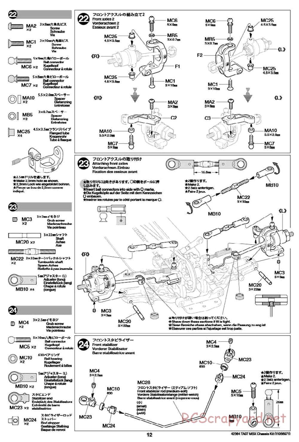 Tamiya - TA07 MSX Chassis - Manual - Page 12