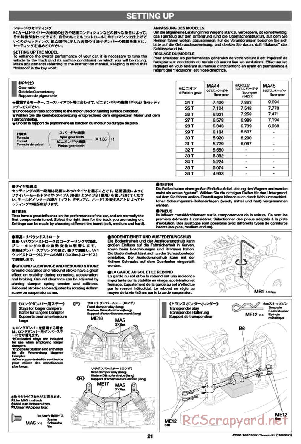 Tamiya - TA07 MSX Chassis - Manual - Page 21