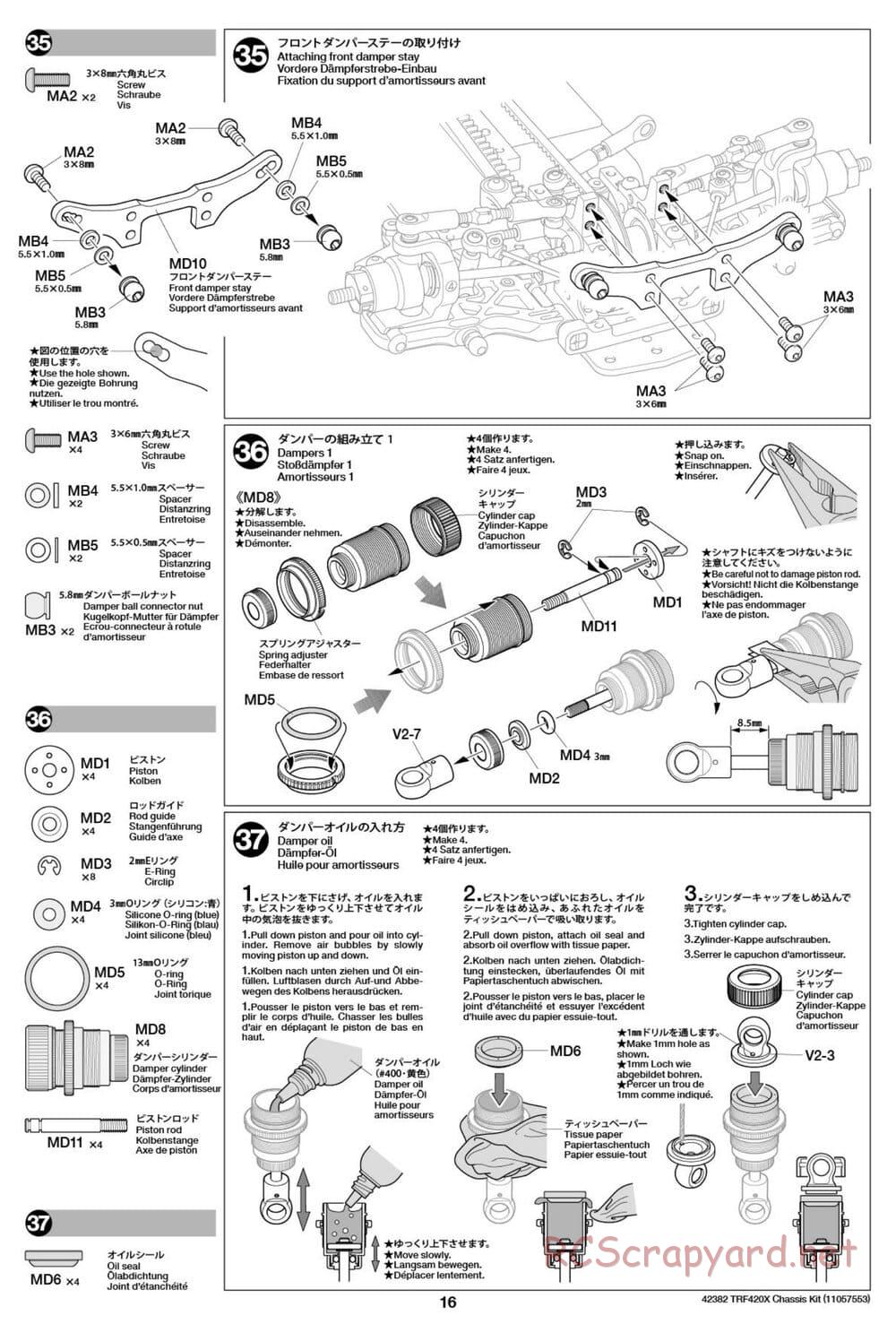 Tamiya - TRF420X Chassis - Manual - Page 16