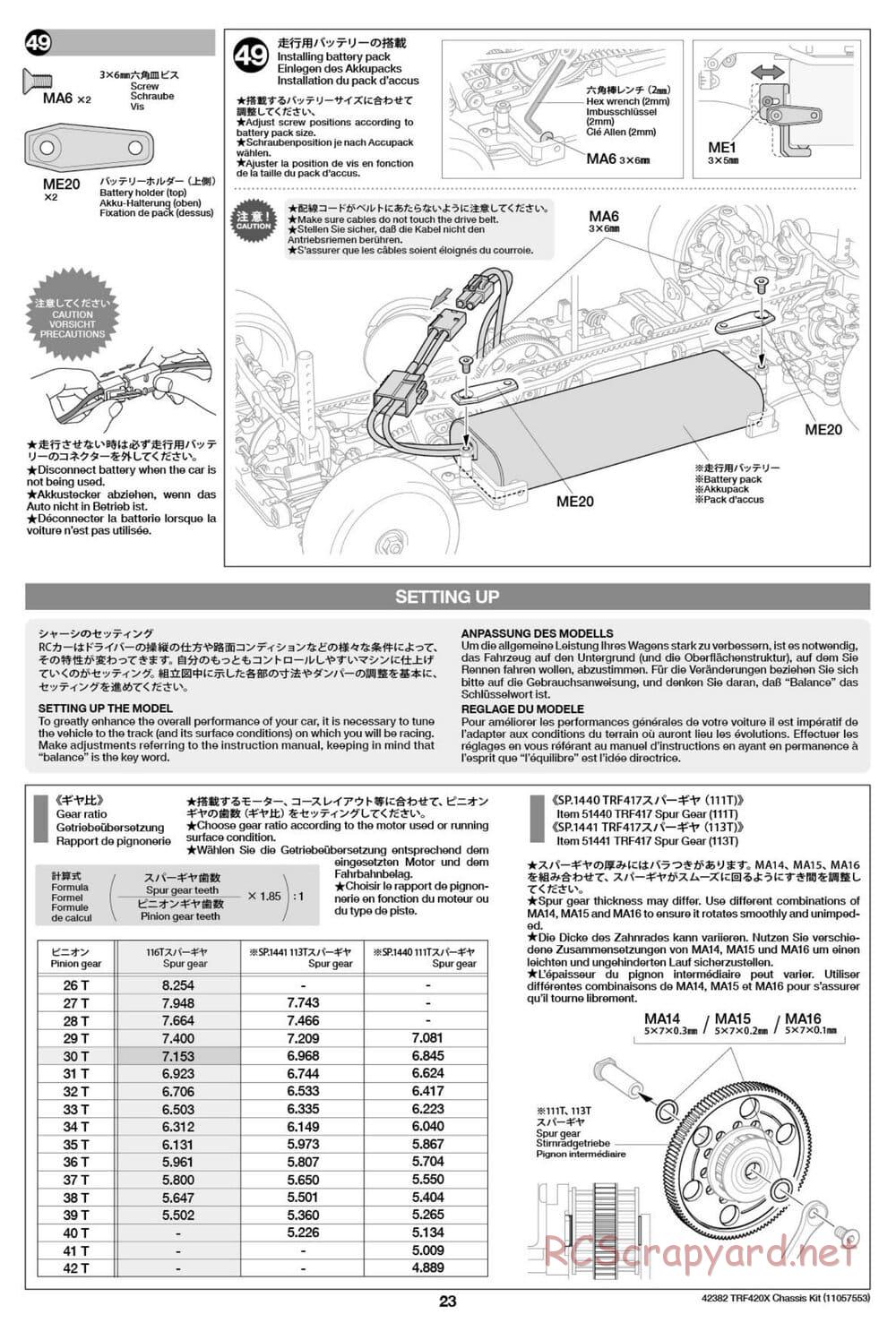 Tamiya - TRF420X Chassis - Manual - Page 23