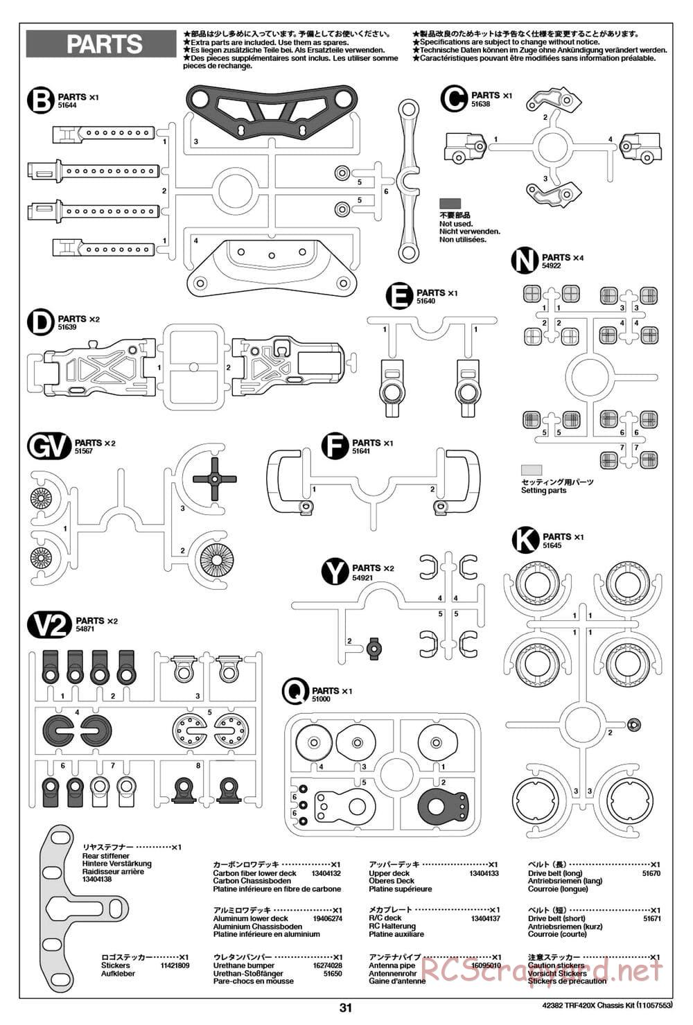 Tamiya - TRF420X Chassis - Manual - Page 31