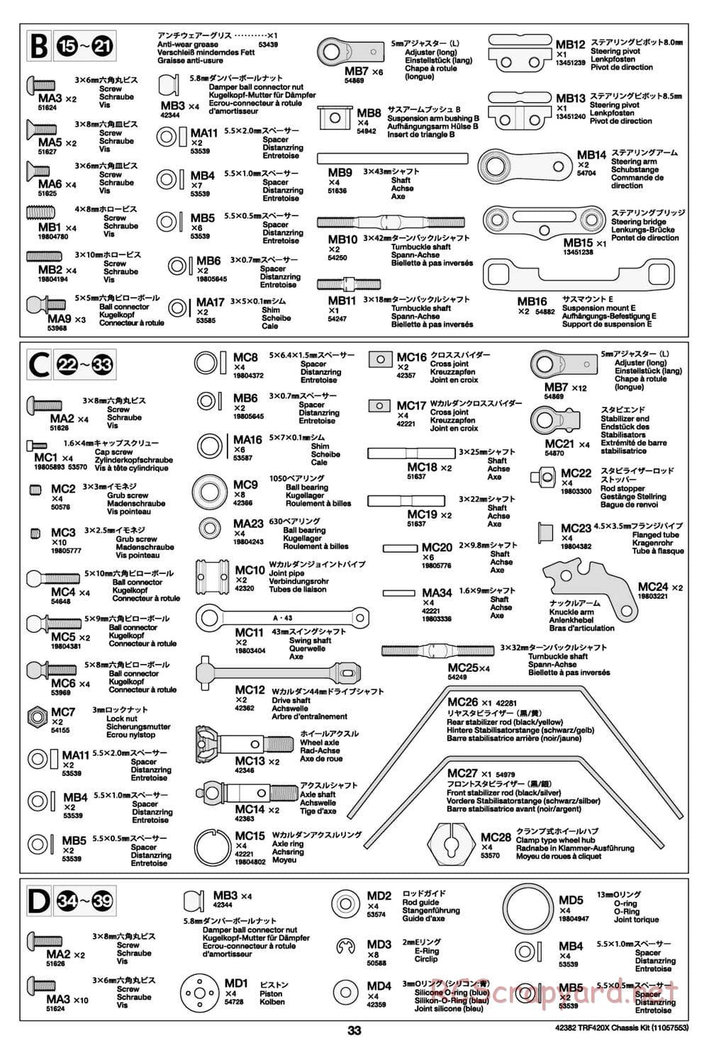 Tamiya - TRF420X Chassis - Manual - Page 33