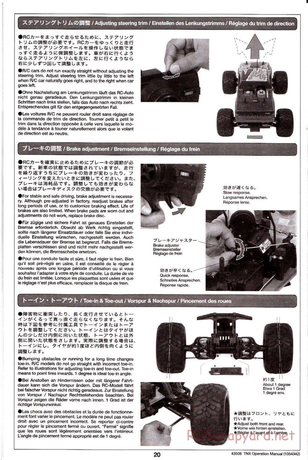 Tamiya - TNX - Operating Manual - Page 20