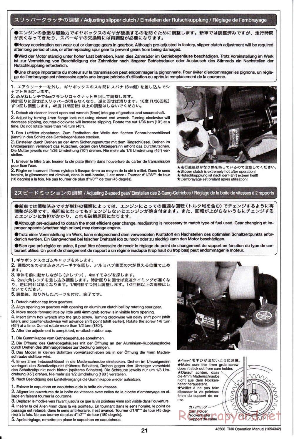 Tamiya - TNX - Operating Manual - Page 21