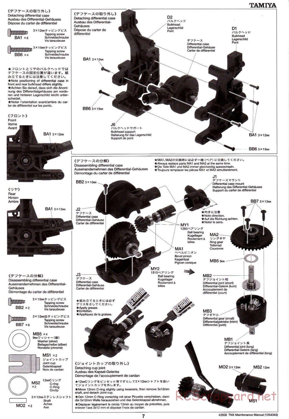 Tamiya - TNX - Maintenance Manual - Page 7