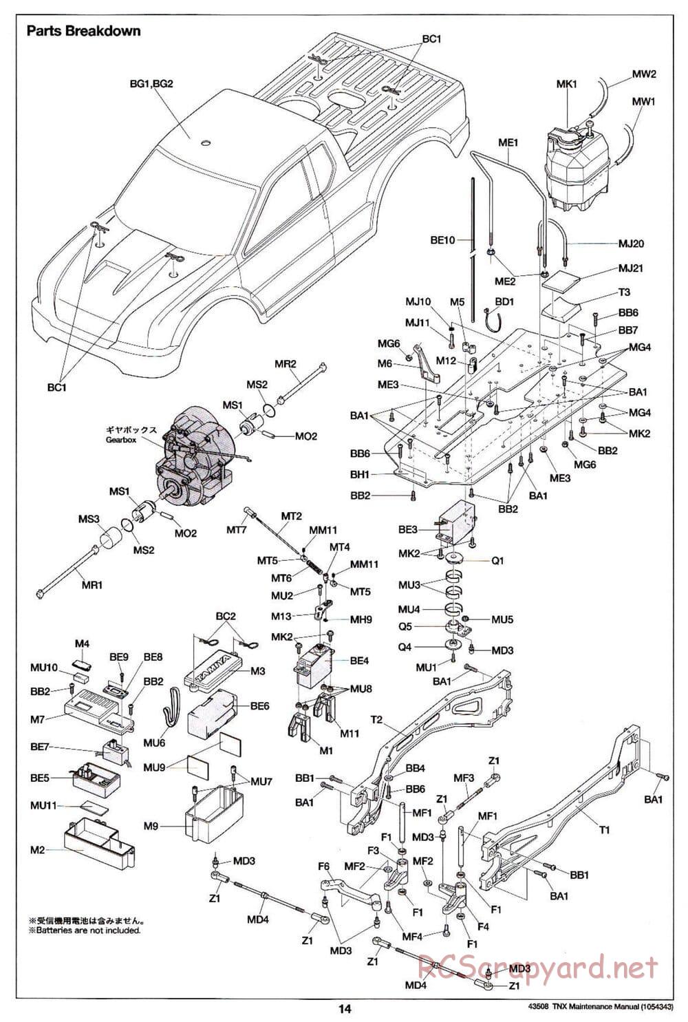 Tamiya - TNX - Maintenance Manual - Page 14