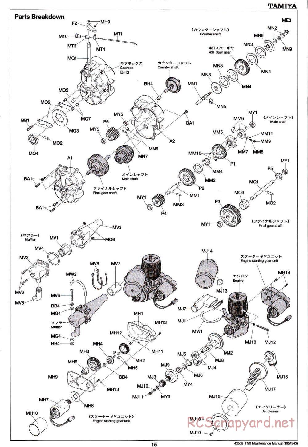 Tamiya - TNX - Maintenance Manual - Page 15