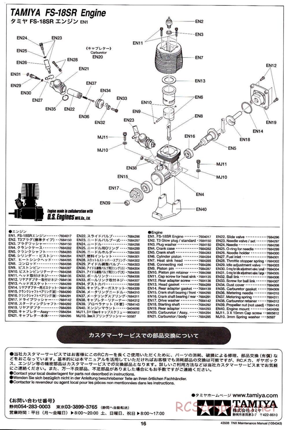 Tamiya - TNX - Maintenance Manual - Page 16