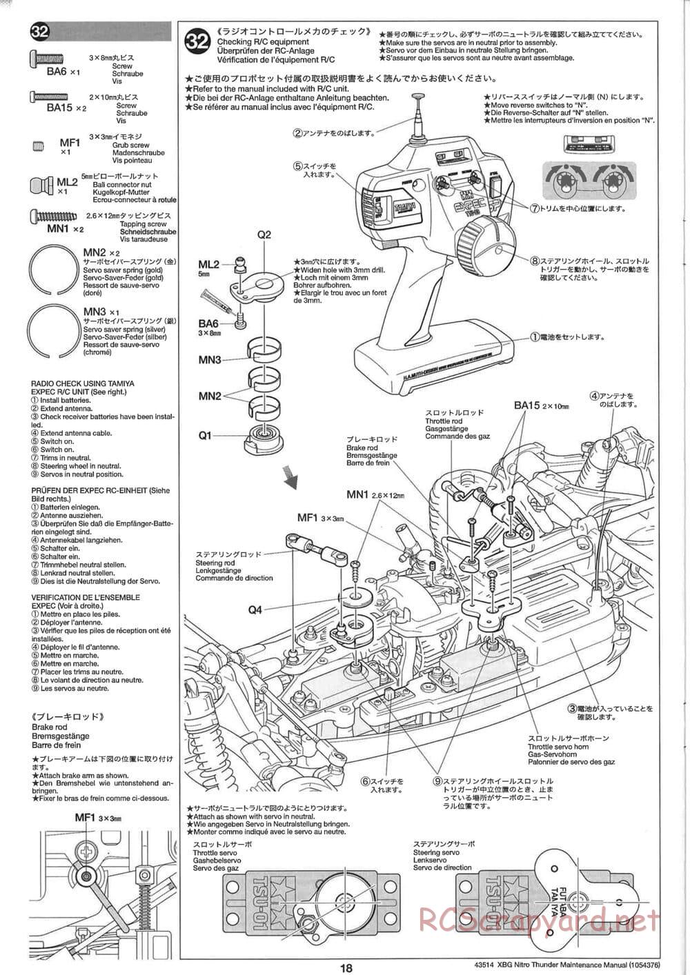 Tamiya - Nitro Thunder - NDF-01 Chassis - Manual - Page 18