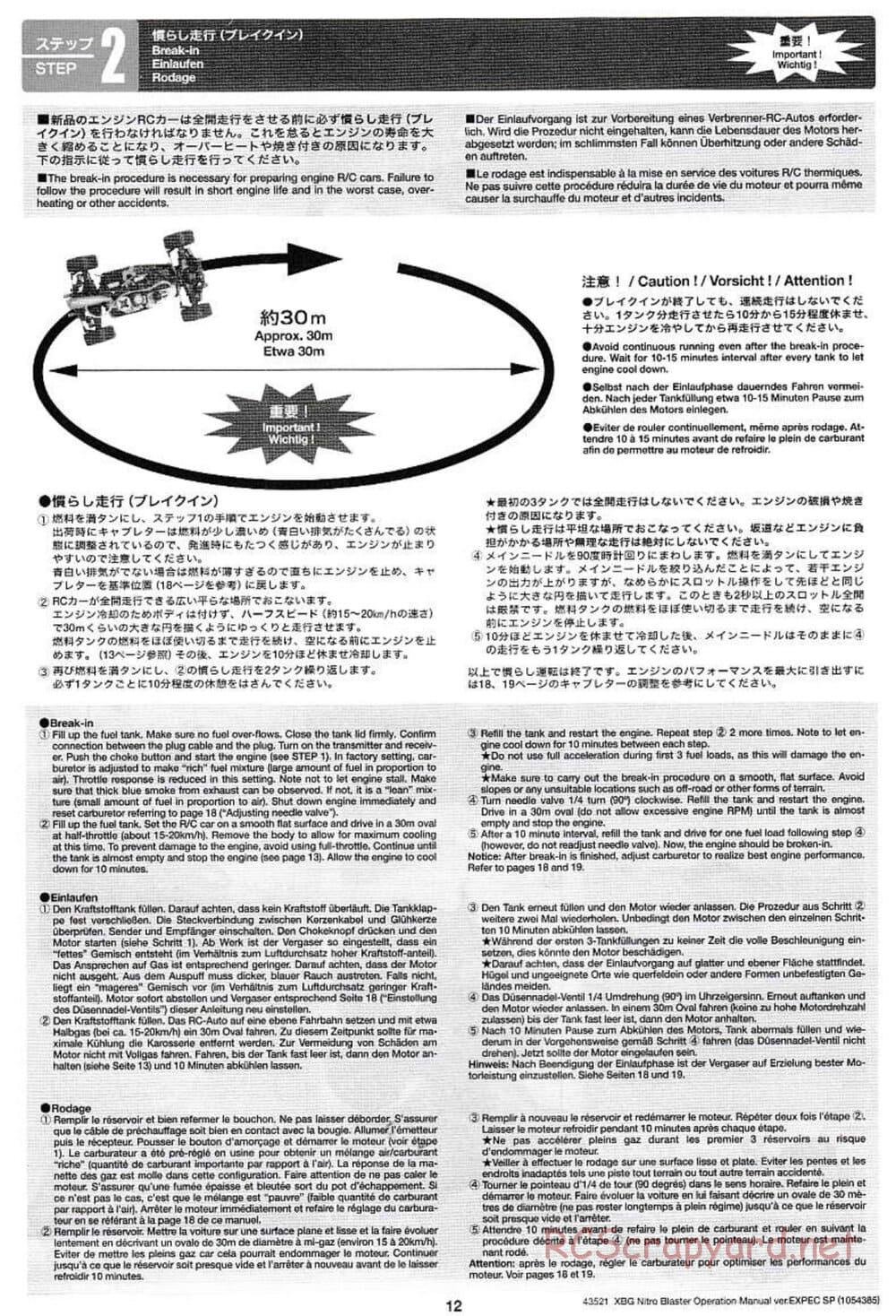 Tamiya - Nitro Blaster - NDF-01 - Operating Manual - Page 12