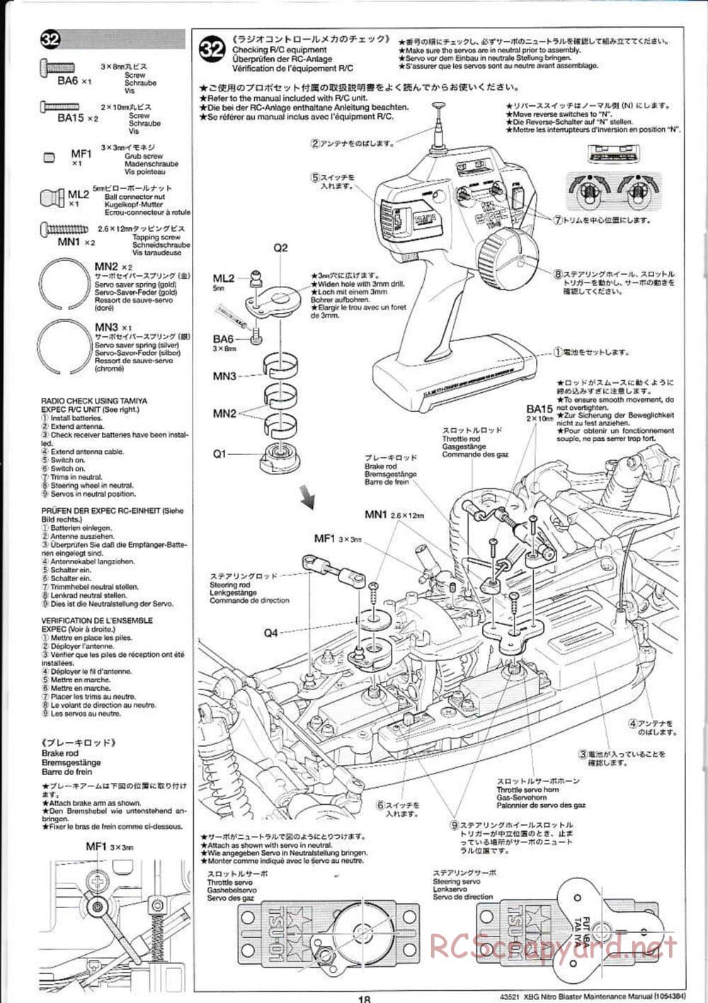 Tamiya - Nitro Blaster - NDF-01 - Maintenance Manual - Page 18