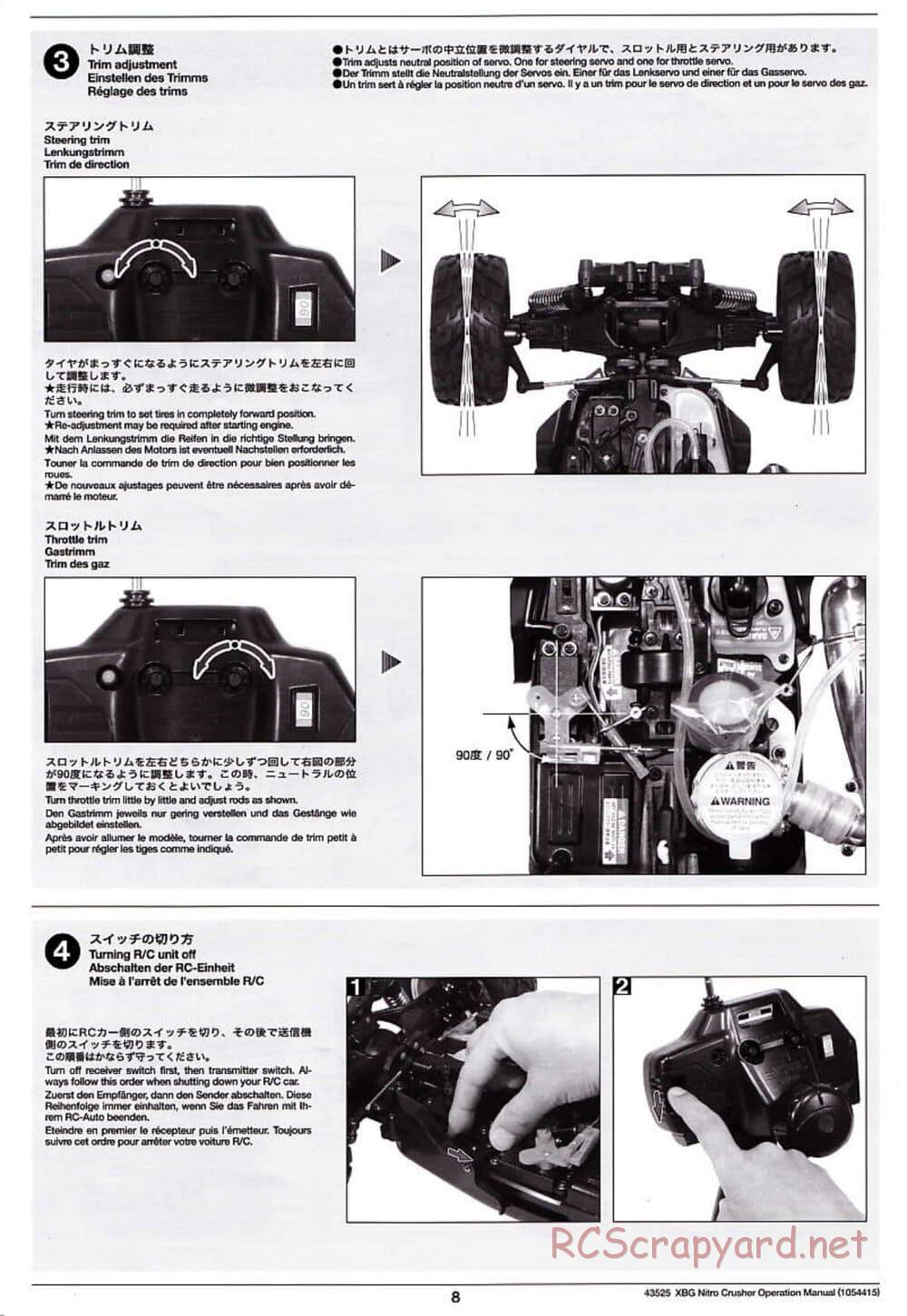 Tamiya - Nitro Crusher - NDF-01T - Operating Manual - Page 8