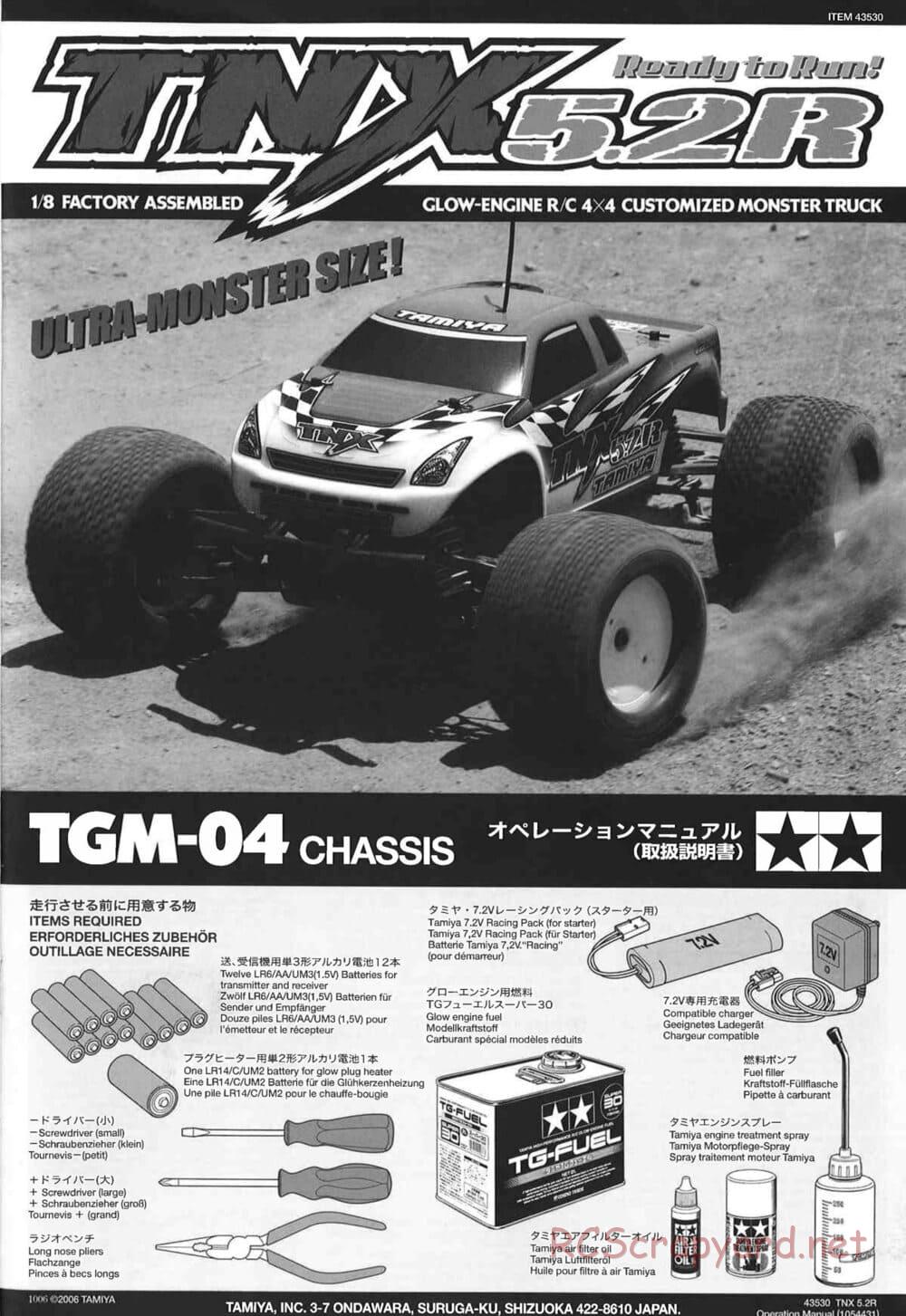 Tamiya - TNX 5.2R - TGM-04 - Operating Manual - Page 1