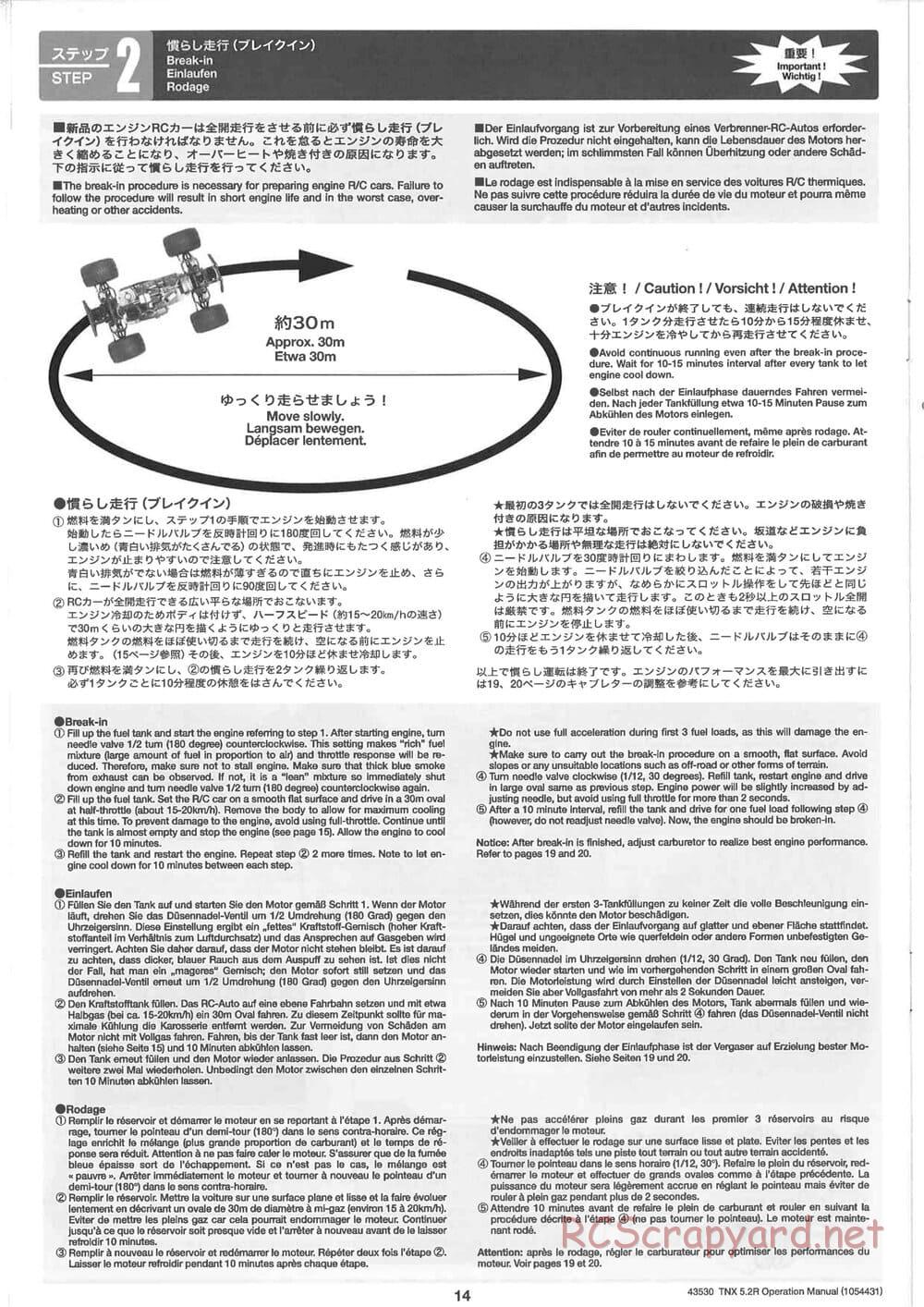 Tamiya - TNX 5.2R - TGM-04 - Operating Manual - Page 14