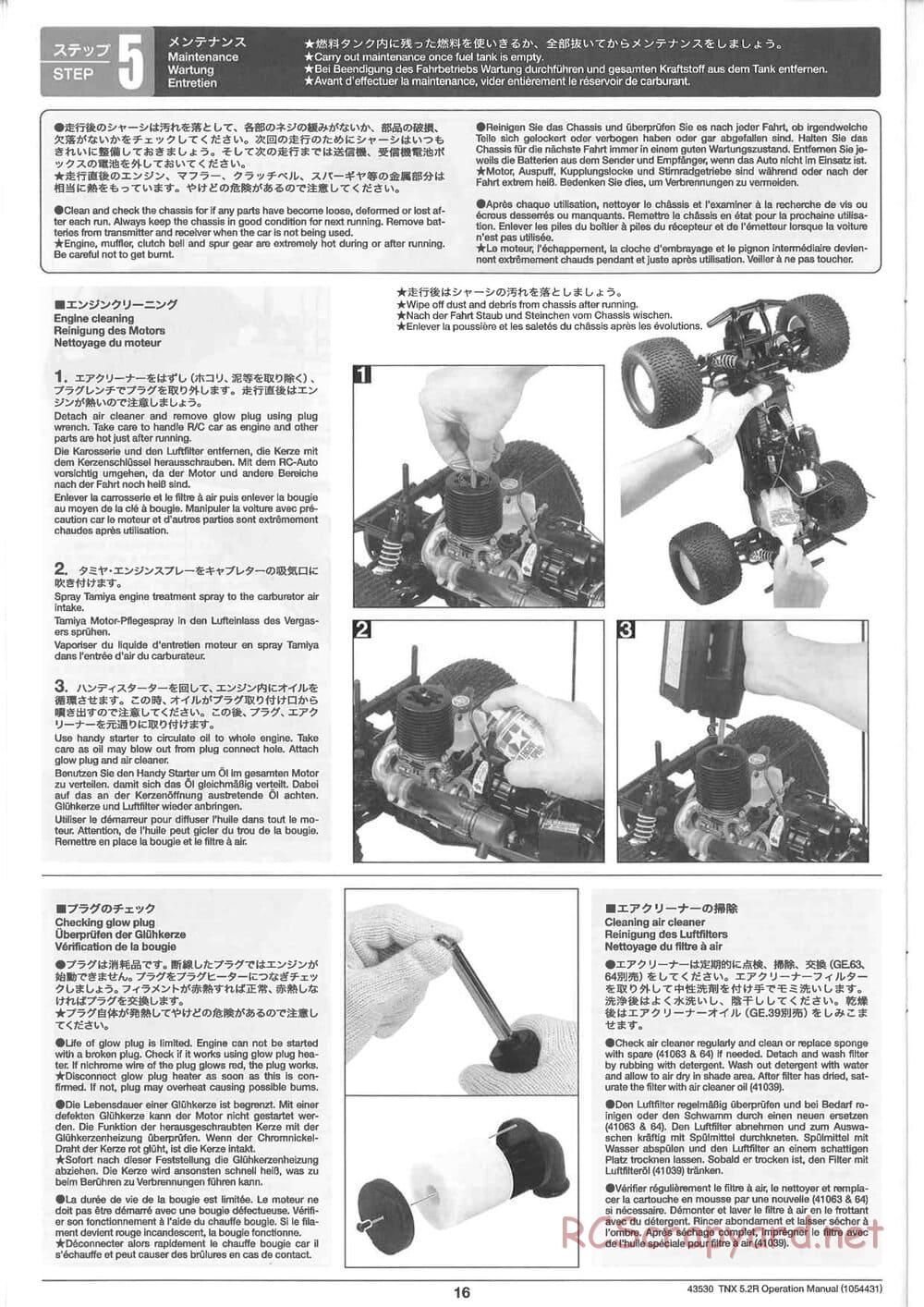 Tamiya - TNX 5.2R - TGM-04 - Operating Manual - Page 16