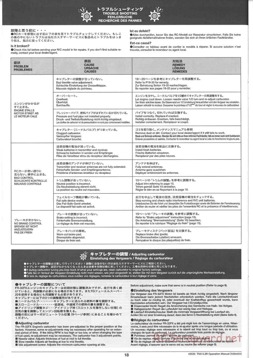 Tamiya - TNX 5.2R - TGM-04 - Operating Manual - Page 18