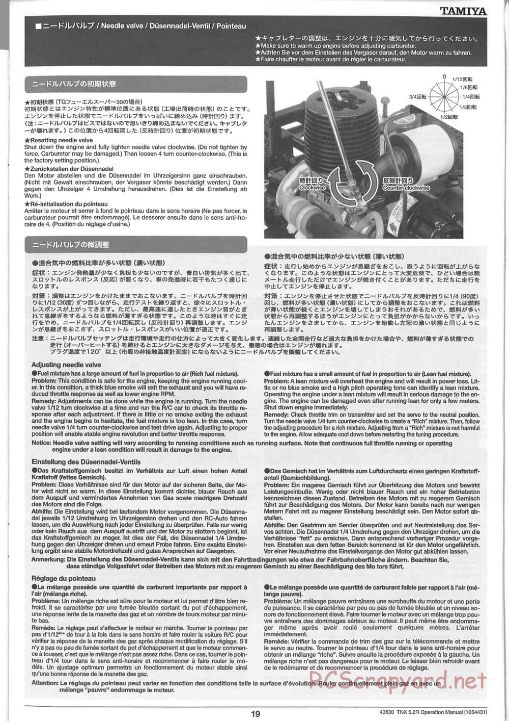 Tamiya - TNX 5.2R - TGM-04 - Operating Manual - Page 19