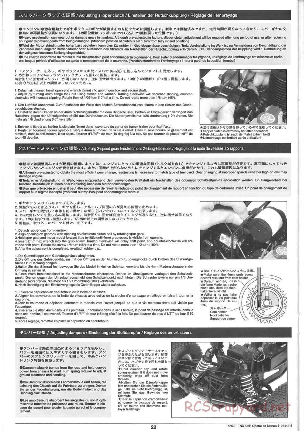 Tamiya - TNX 5.2R - TGM-04 - Operating Manual - Page 22