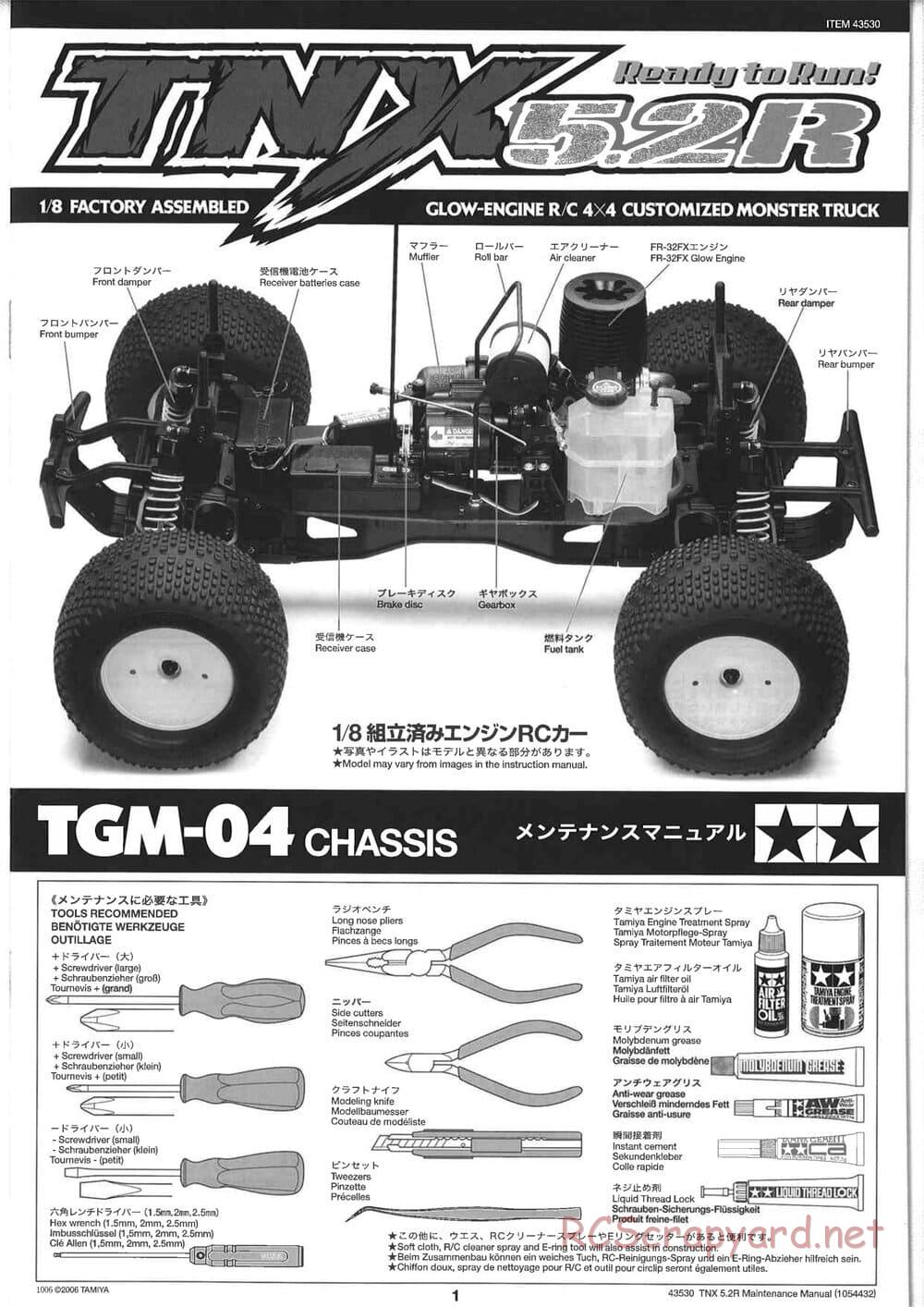 Tamiya - TNX 5.2R - TGM-04 - Maintenance Manual - Page 1