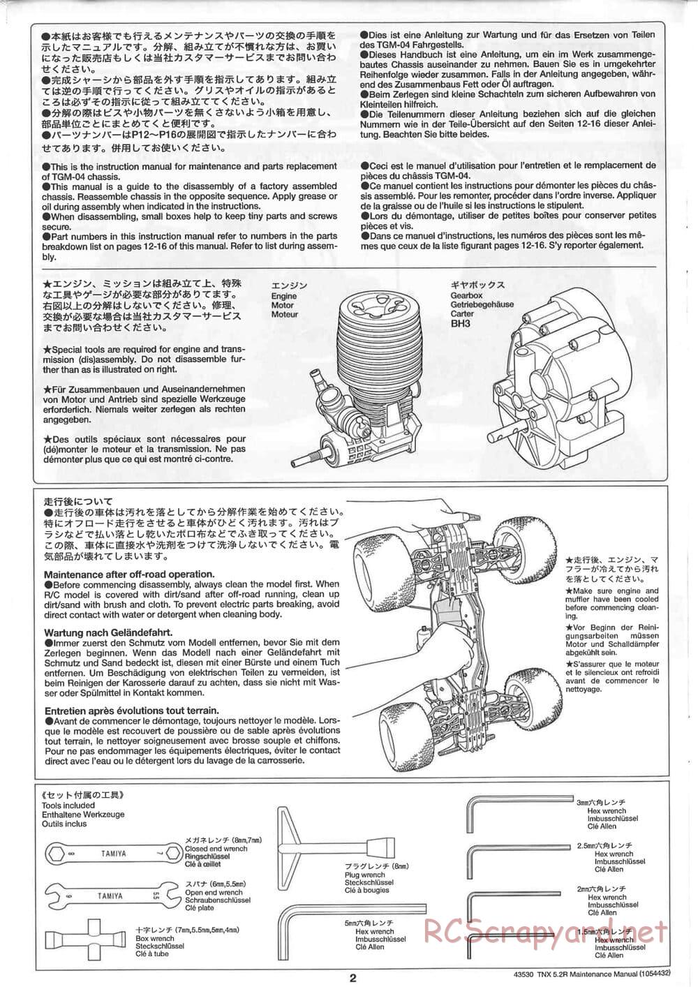 Tamiya - TNX 5.2R - TGM-04 - Maintenance Manual - Page 2