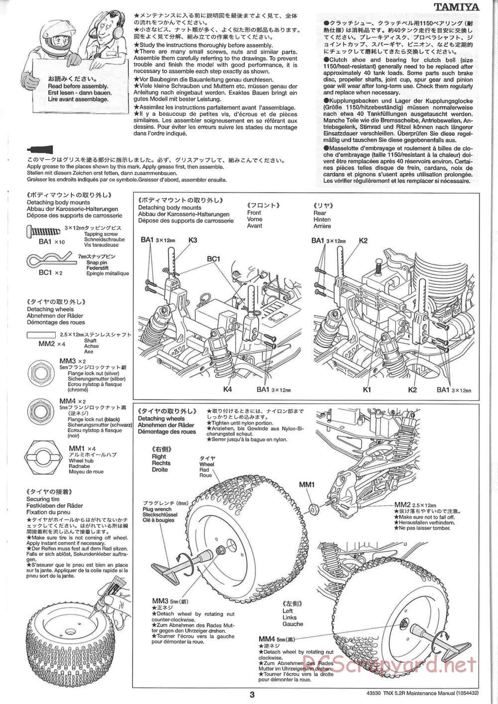 Tamiya - TNX 5.2R - TGM-04 - Maintenance Manual - Page 3