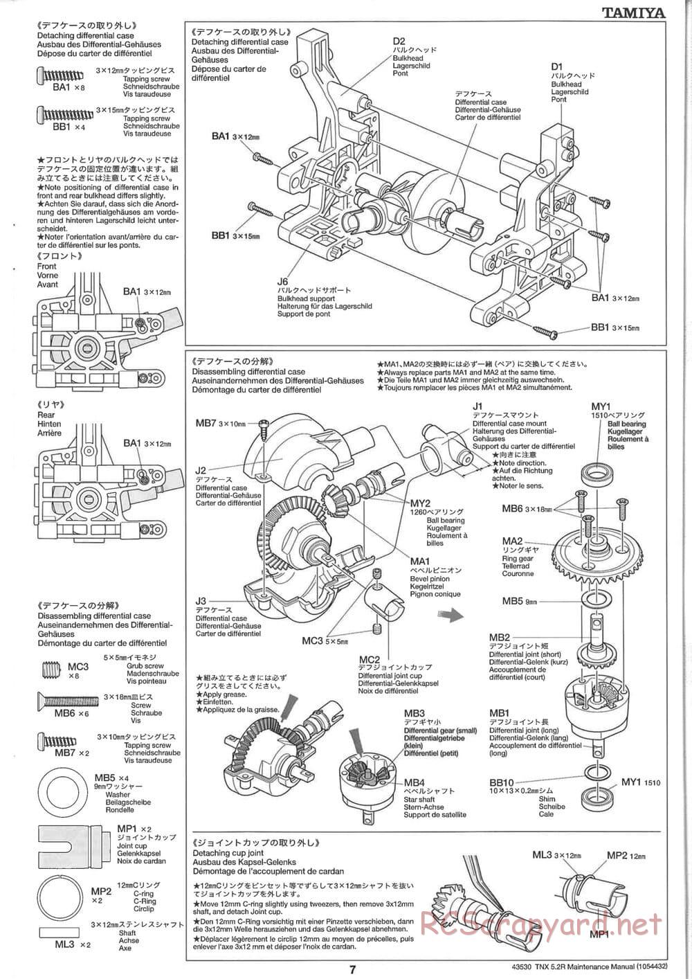 Tamiya - TNX 5.2R - TGM-04 - Maintenance Manual - Page 7
