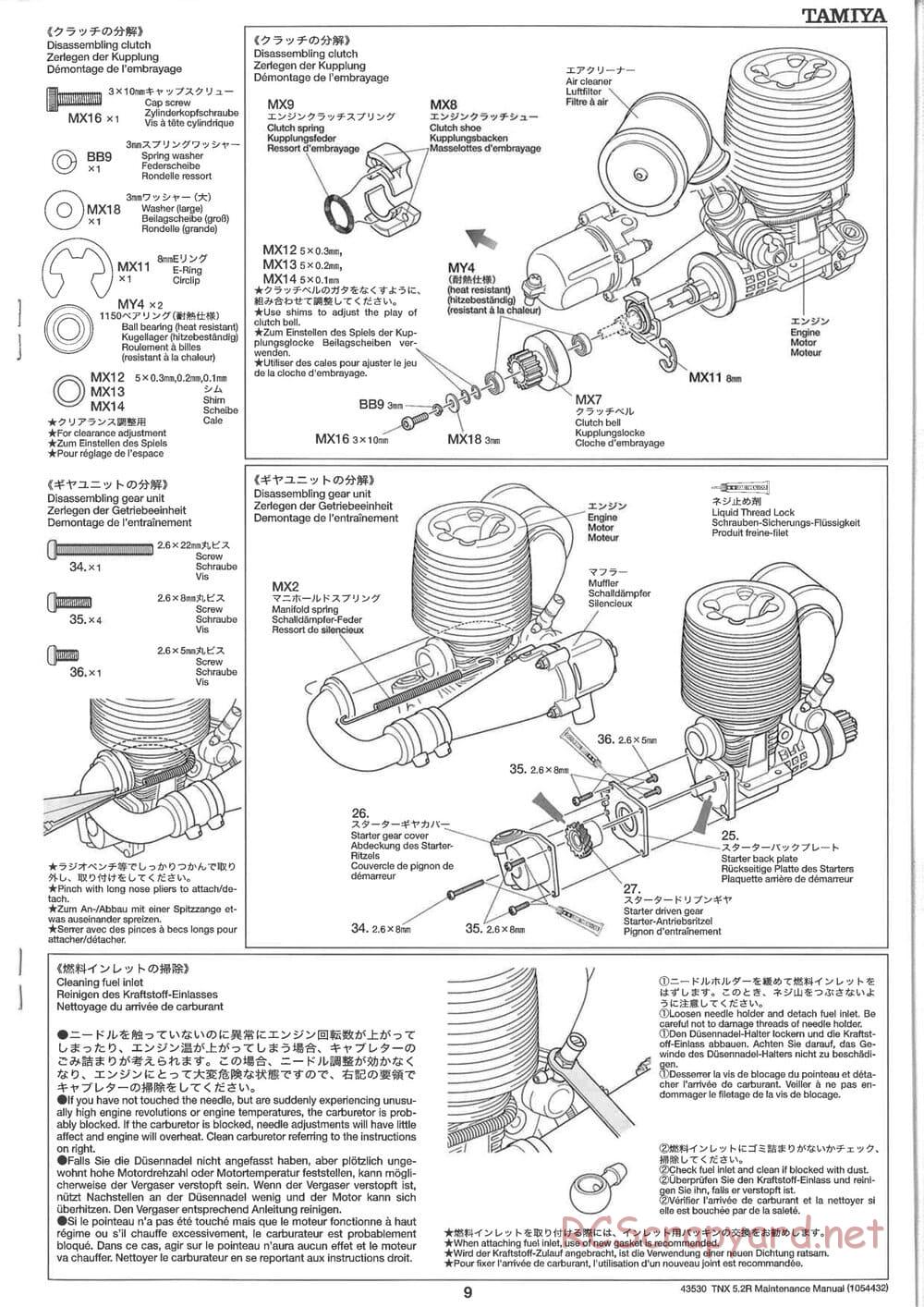 Tamiya - TNX 5.2R - TGM-04 - Maintenance Manual - Page 9
