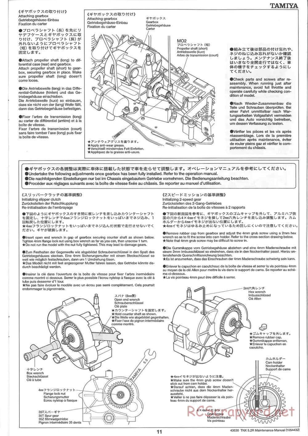 Tamiya - TNX 5.2R - TGM-04 - Maintenance Manual - Page 11