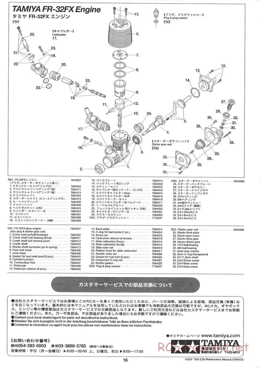 Tamiya - TNX 5.2R - TGM-04 - Maintenance Manual - Page 16