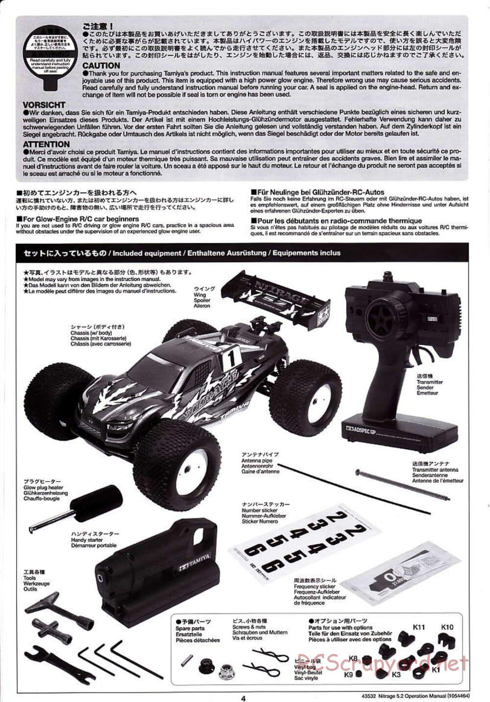 Tamiya - Nitrage 5.2 - Operating Manual - Page 4