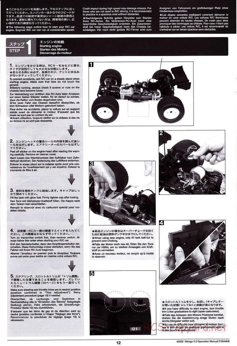 Tamiya - Nitrage 5.2 - Operating Manual - Page 12