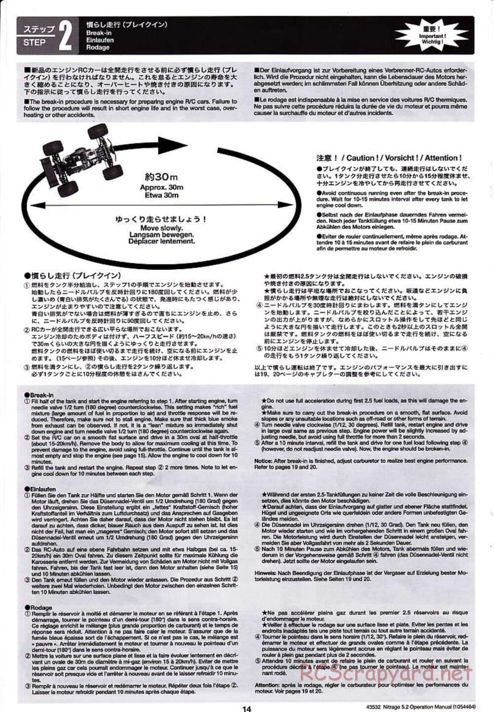 Tamiya - Nitrage 5.2 - Operating Manual - Page 14