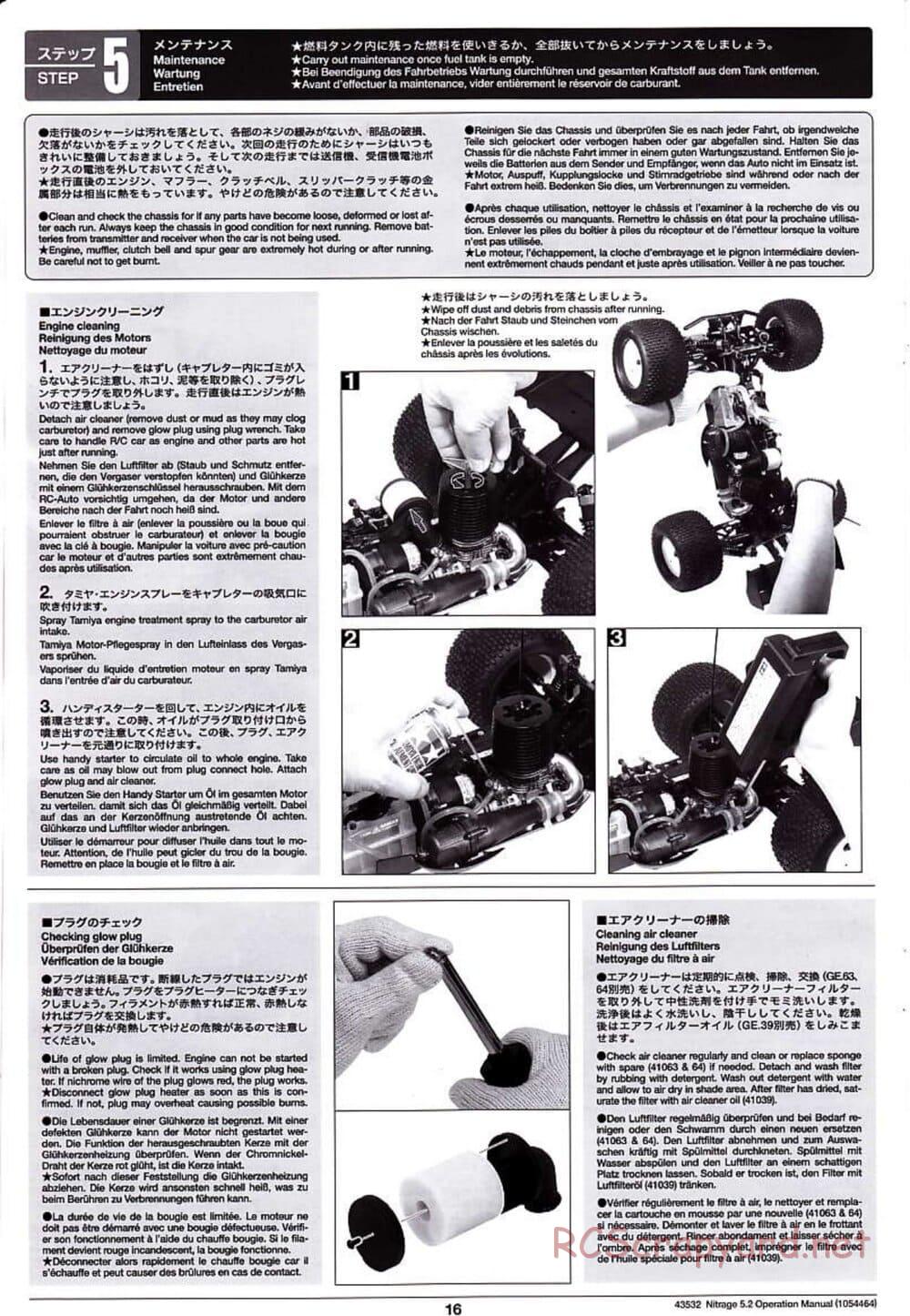 Tamiya - Nitrage 5.2 - Operating Manual - Page 16