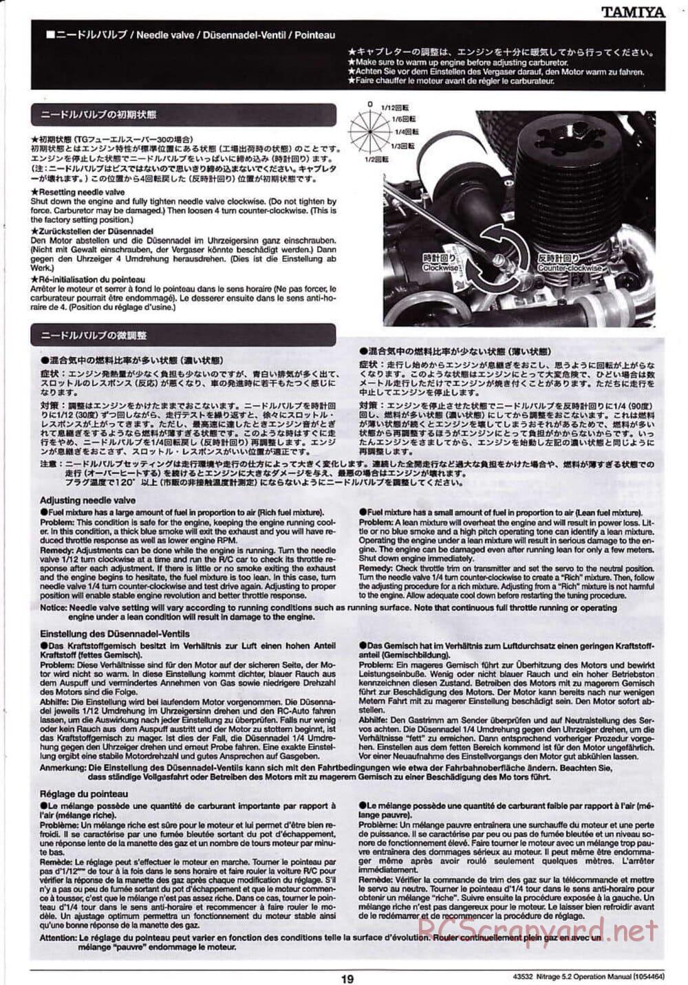 Tamiya - Nitrage 5.2 - Operating Manual - Page 19