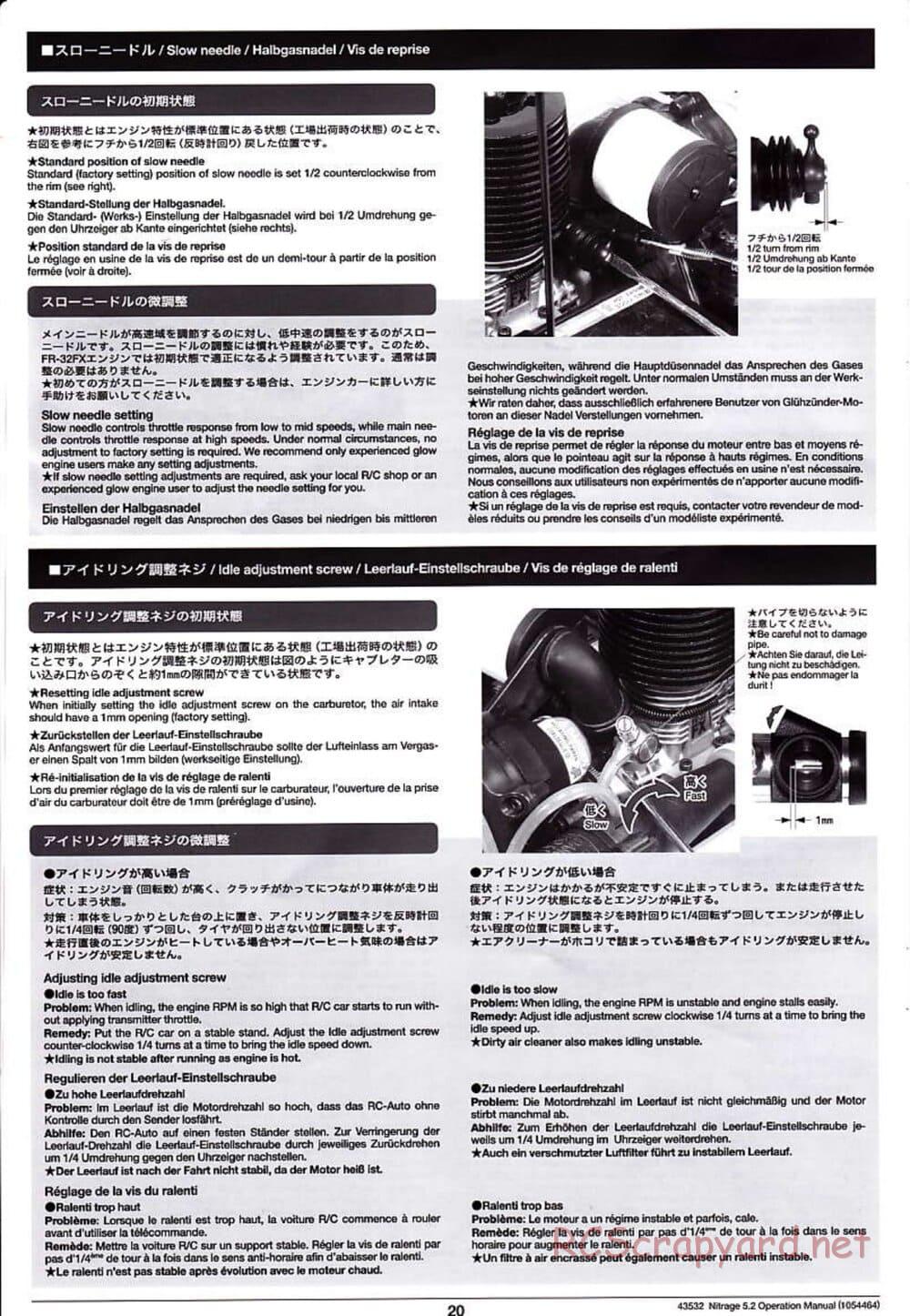 Tamiya - Nitrage 5.2 - Operating Manual - Page 20