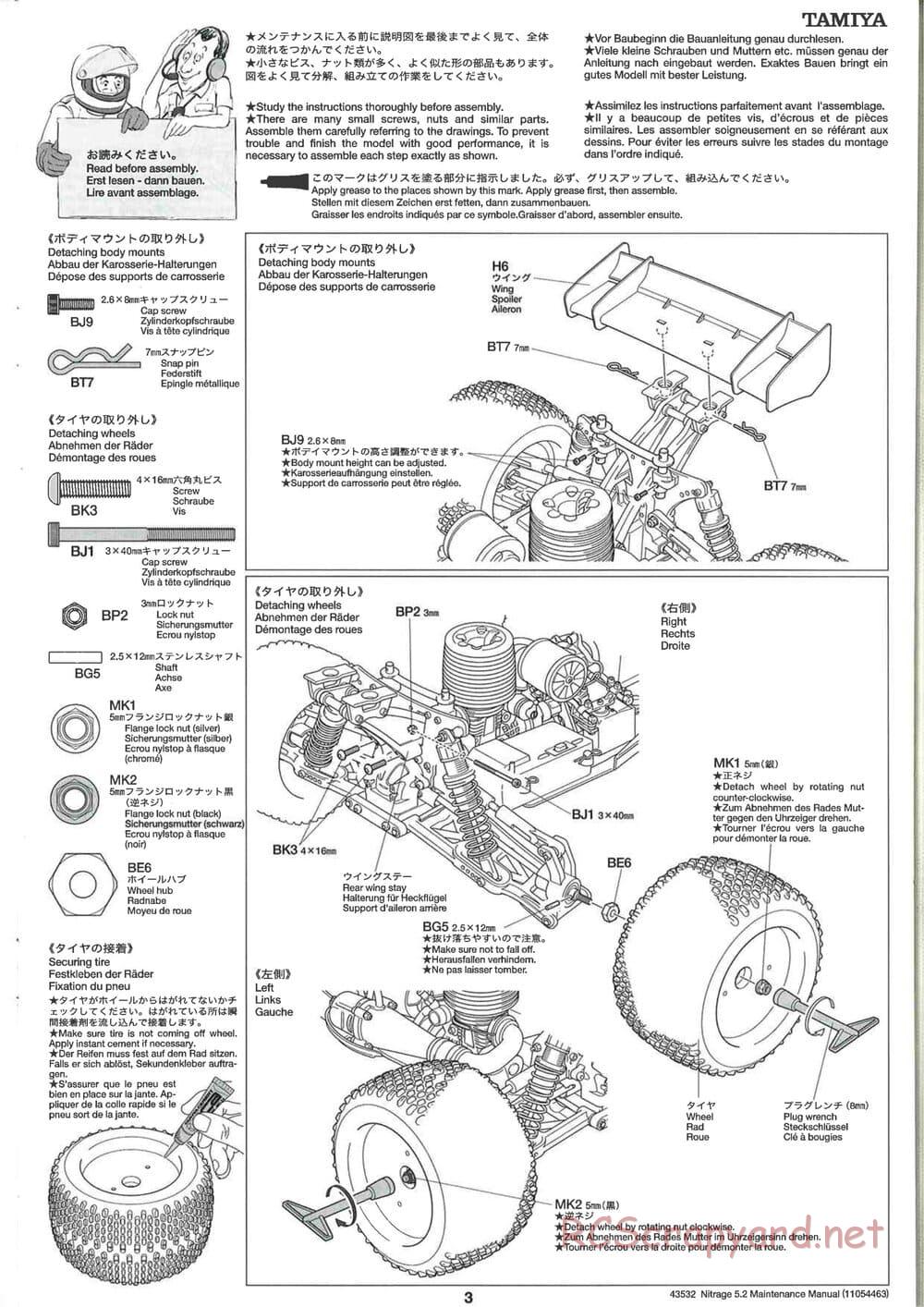 Tamiya - Nitrage 5.2 - Maintenance Manual - Page 3