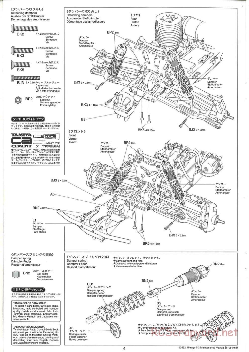 Tamiya - Nitrage 5.2 - Maintenance Manual - Page 4