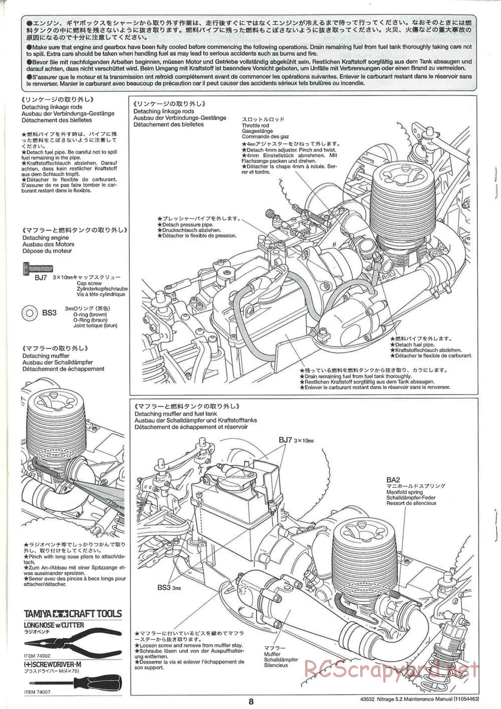 Tamiya - Nitrage 5.2 - Maintenance Manual - Page 8