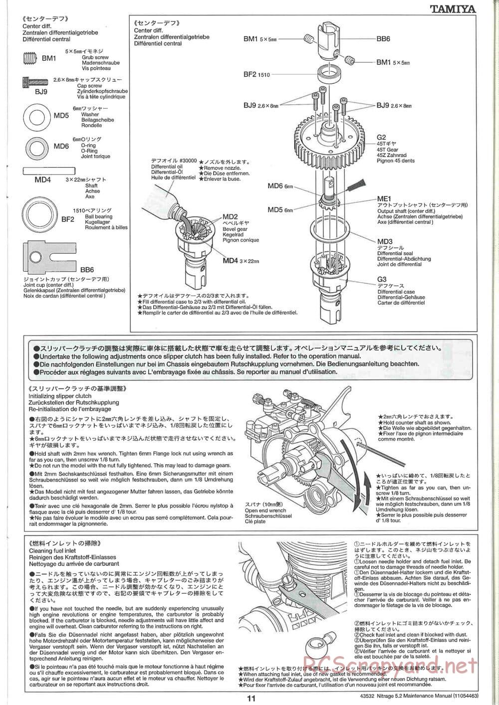 Tamiya - Nitrage 5.2 - Maintenance Manual - Page 11