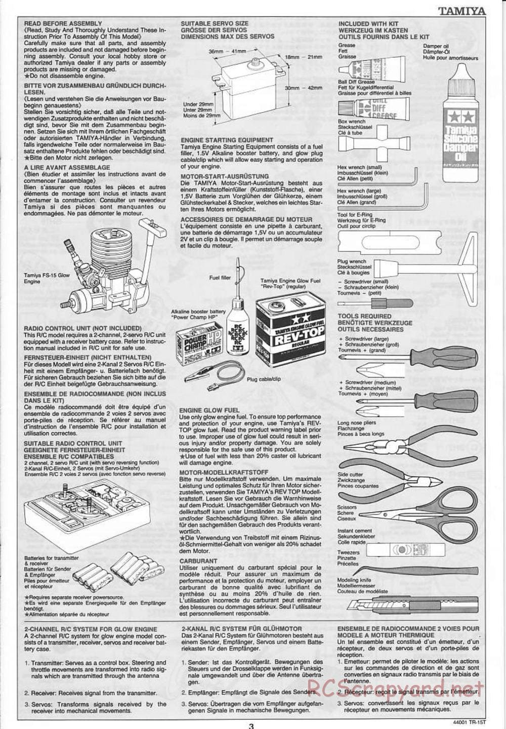 Tamiya - Stadium Racing Truck TR-15T Chassis - Manual - Page 3