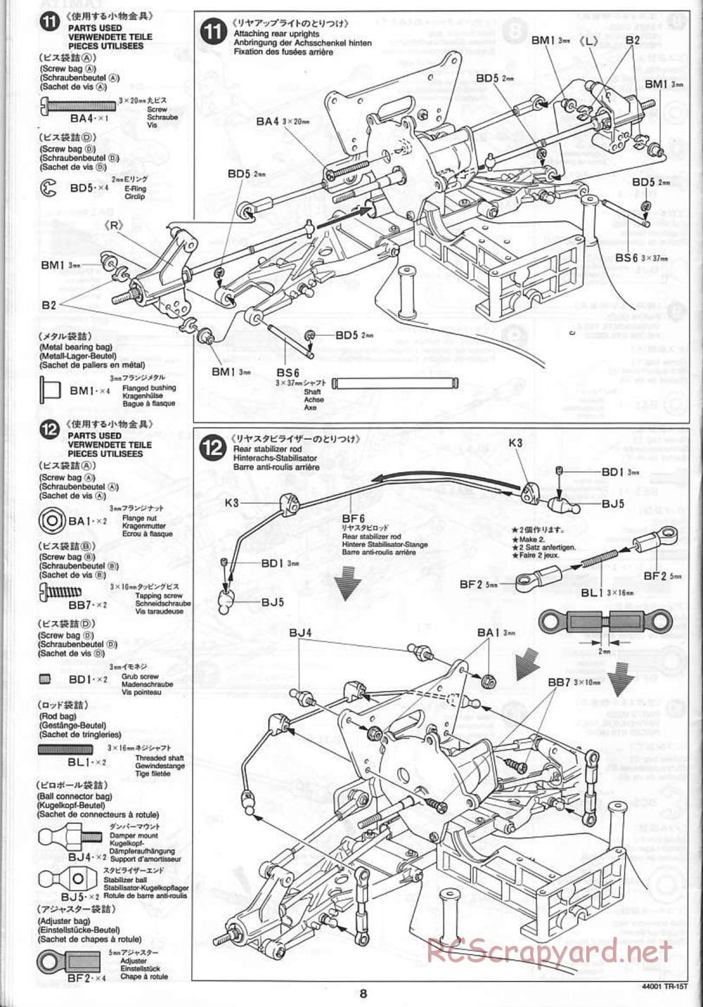 Tamiya - Stadium Racing Truck TR-15T Chassis - Manual - Page 8