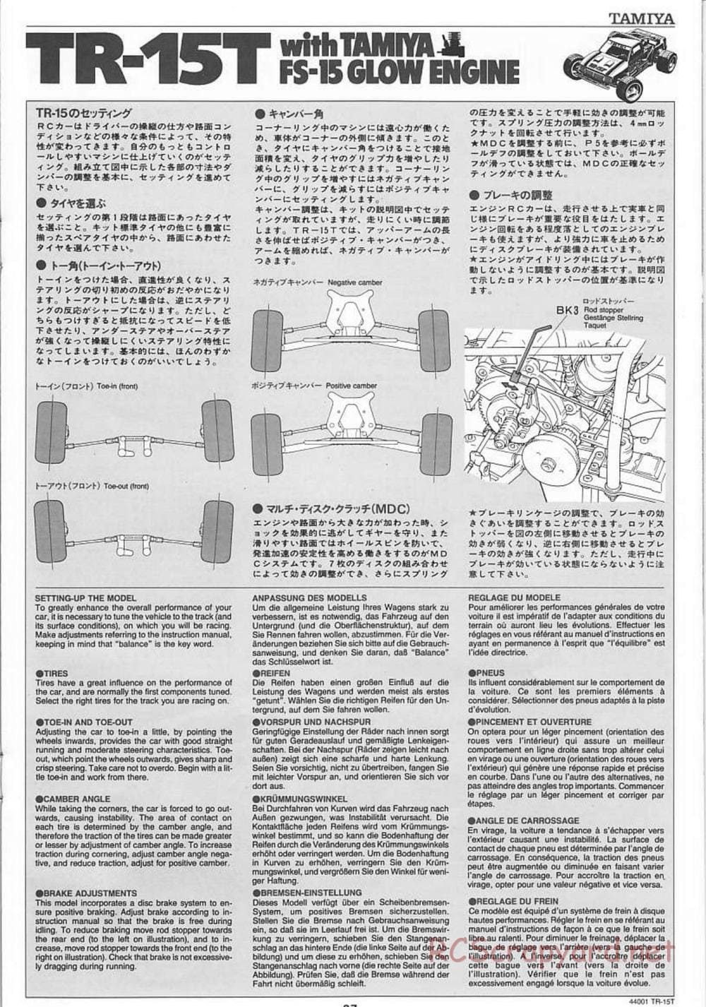 Tamiya - Stadium Racing Truck TR-15T Chassis - Manual - Page 27