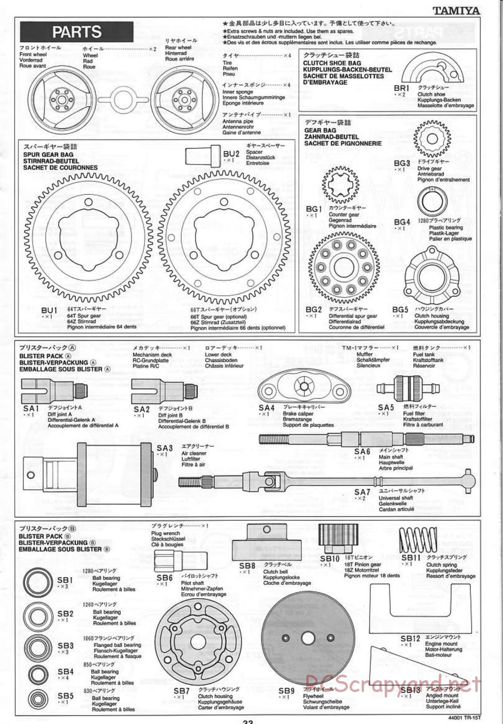 Tamiya - Stadium Racing Truck TR-15T Chassis - Manual - Page 33