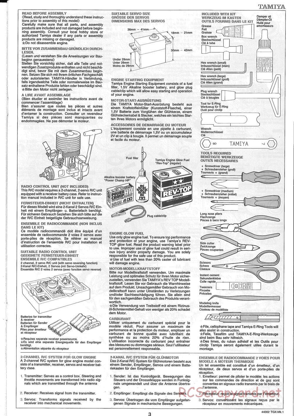 Tamiya - TGX Mk.1 TS Chassis Chassis - Manual - Page 3
